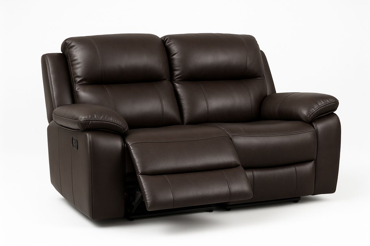 Brown Leather Recliner Sofa 2 Seater-Velintrao