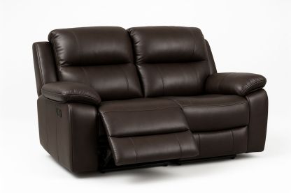 Brown Leather Recliner Sofa 2 Seater-Velintrao