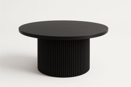 Black Wood Veneer Round Coffee Table 80 cm-Velintrao
