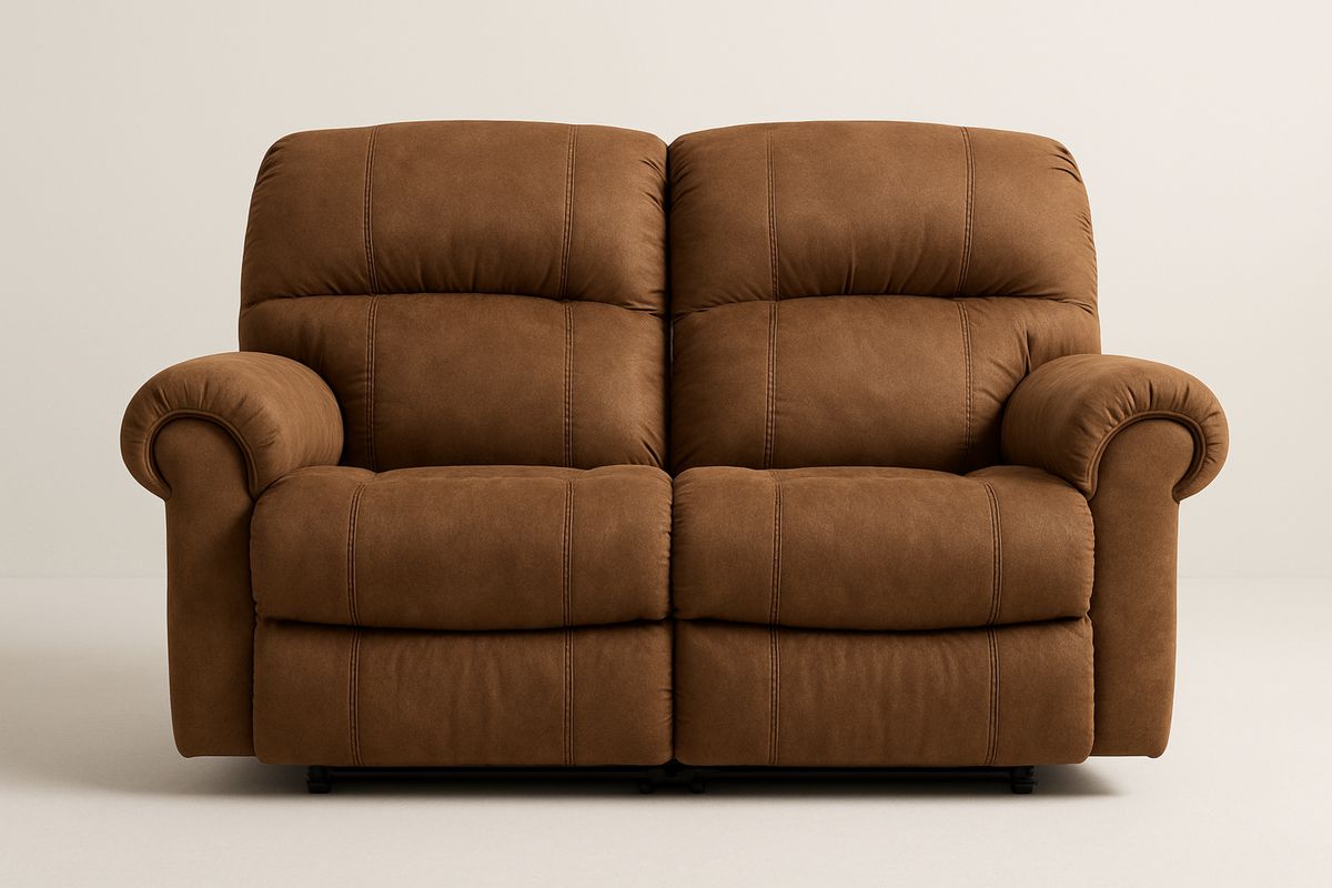 Brown Fabric Reclining Loveseat Sofa 150x90x100cm-Velintrao