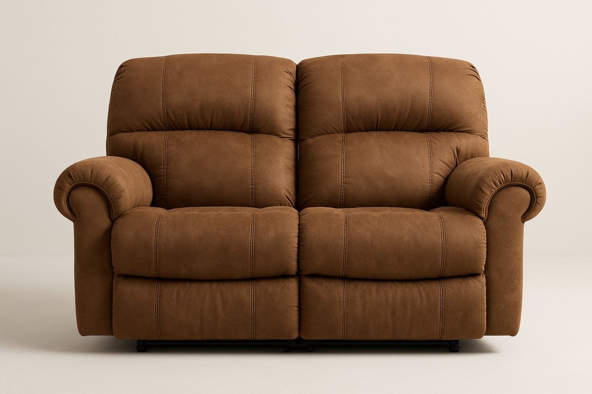 Brown Fabric Reclining Loveseat Sofa 150x90x100cm-Velintrao