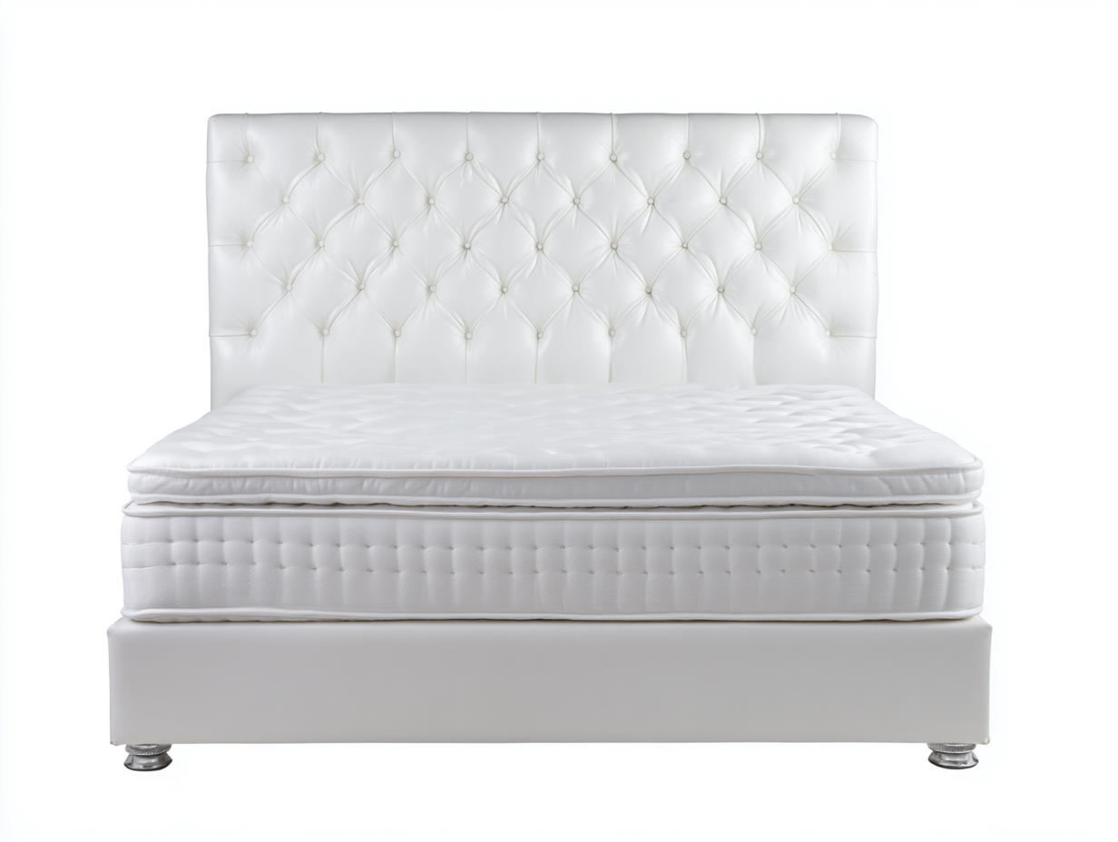 Letto matrimoniale imbottito 200x180x125cm - bianco - per camera da letto - design classico-Dwellingon