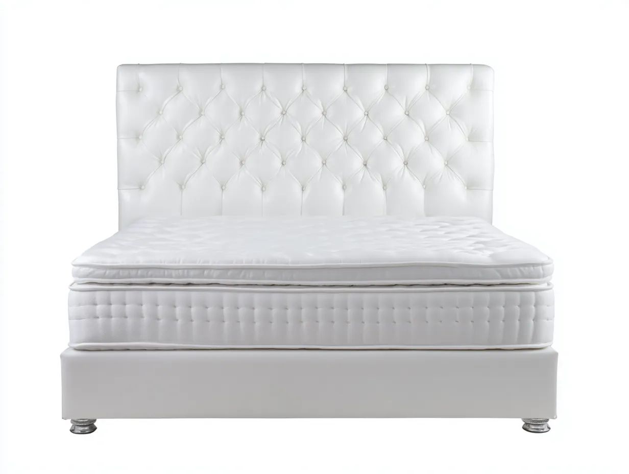 Letto matrimoniale imbottito 200x180x125cm - bianco - per camera da letto - design classico-Dwellingon