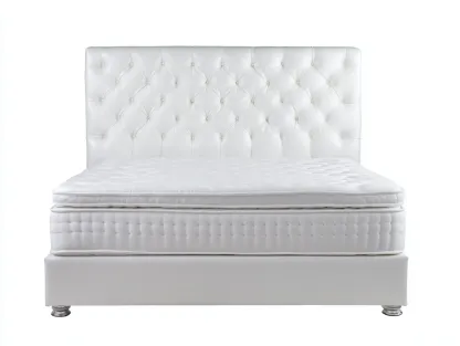 Letto matrimoniale imbottito 200x180x125cm - bianco - per camera da letto - design classico-Dwellingon