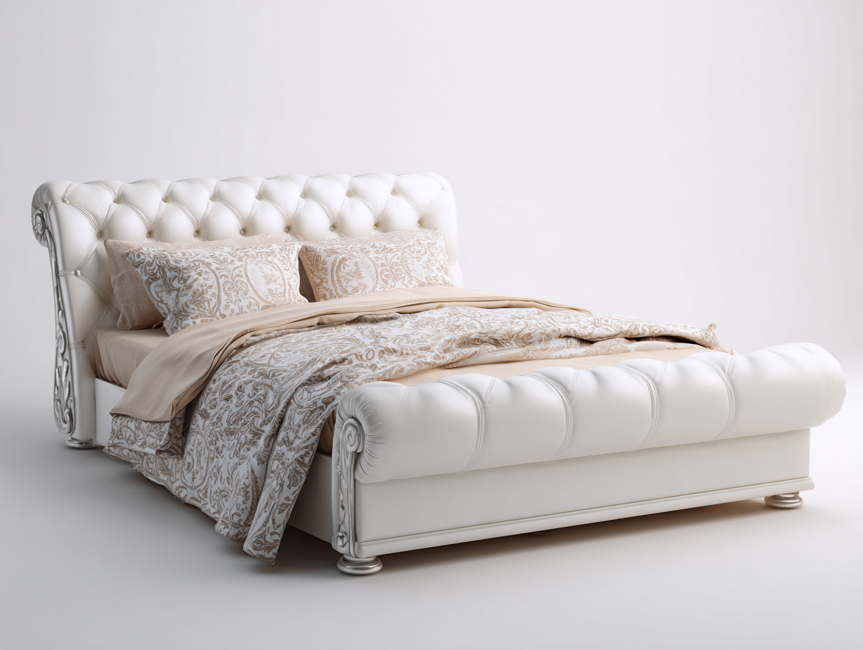 Letto matrimoniale imbottito 200x180x125cm - bianco - per camera da letto - design classico-Dwellingon