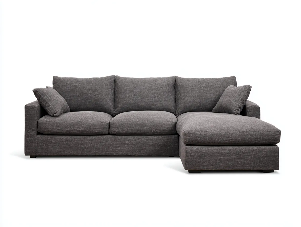 Divano angolare in tessuto 275x165x88cm - grigio scuro - per soggiorno - design moderno-Dwellingon