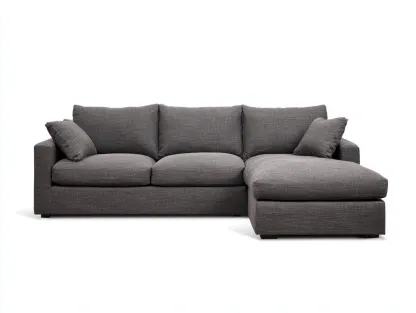 Divano angolare in tessuto 275x165x88cm - grigio scuro - per soggiorno - design moderno-Dwellingon