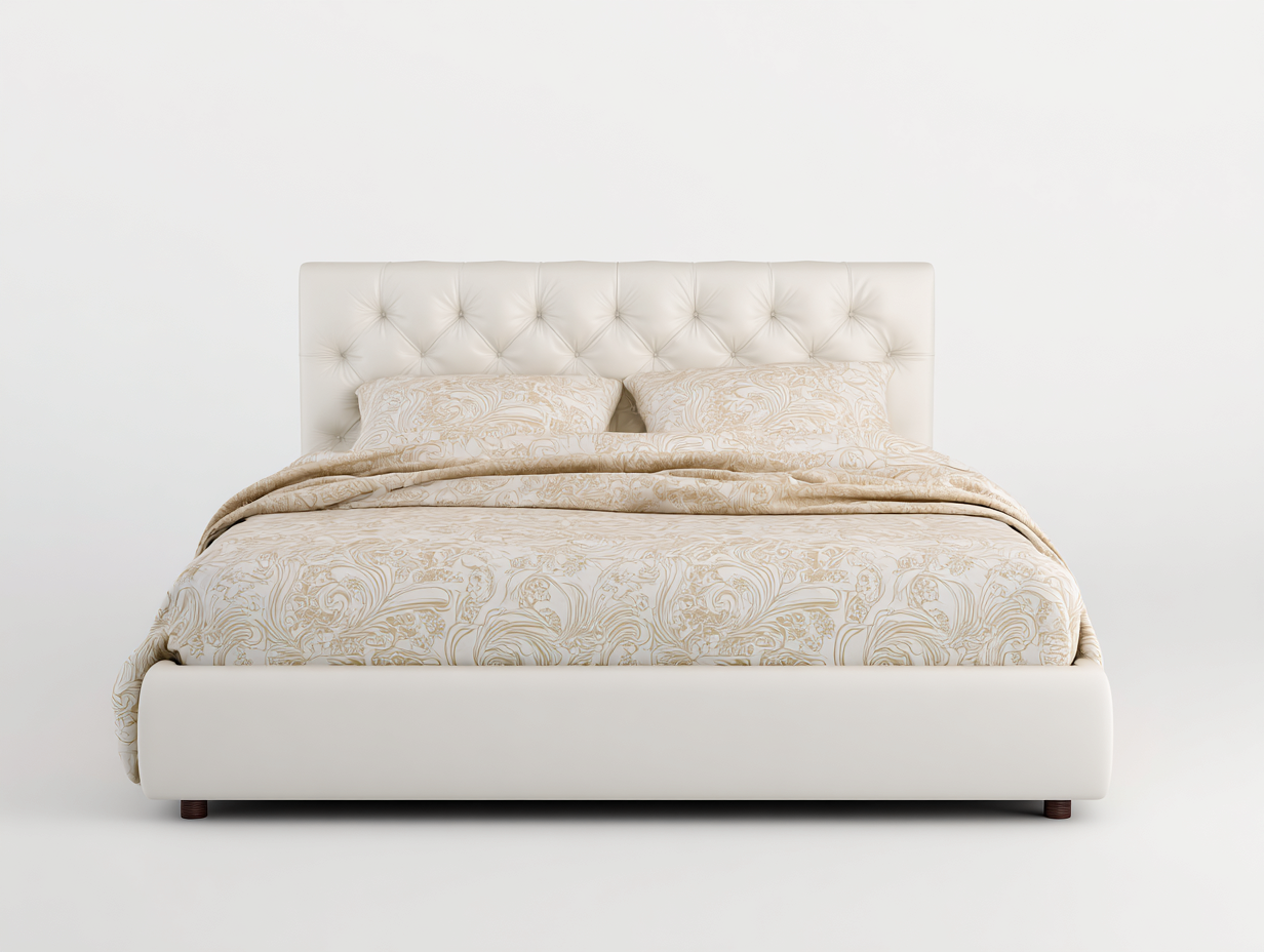 Letto matrimoniale imbottito 200x180x120cm - bianco - per camera da letto - design classico-Dwellingon