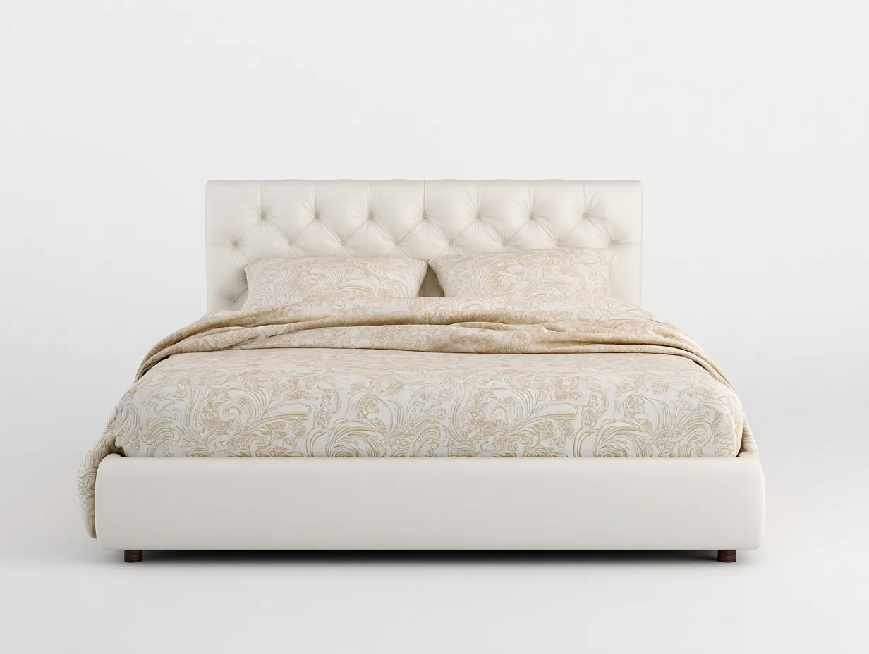 Letto matrimoniale imbottito 200x180x120cm - bianco - per camera da letto - design classico-Dwellingon