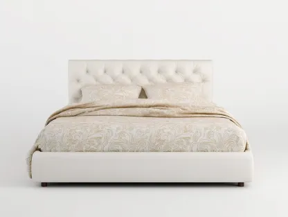 Letto matrimoniale imbottito 200x180x120cm - bianco - per camera da letto - design classico-Dwellingon