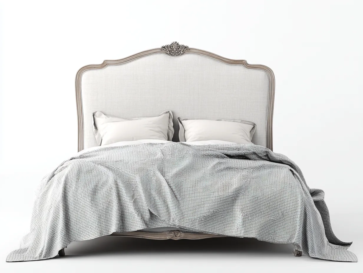 Letto matrimoniale imbottito 200x160x135cm - beige - per camera da letto - stile classico francese-Dwellingon