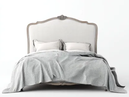 Letto matrimoniale imbottito 200x160x135cm - beige - per camera da letto - stile classico francese-Dwellingon