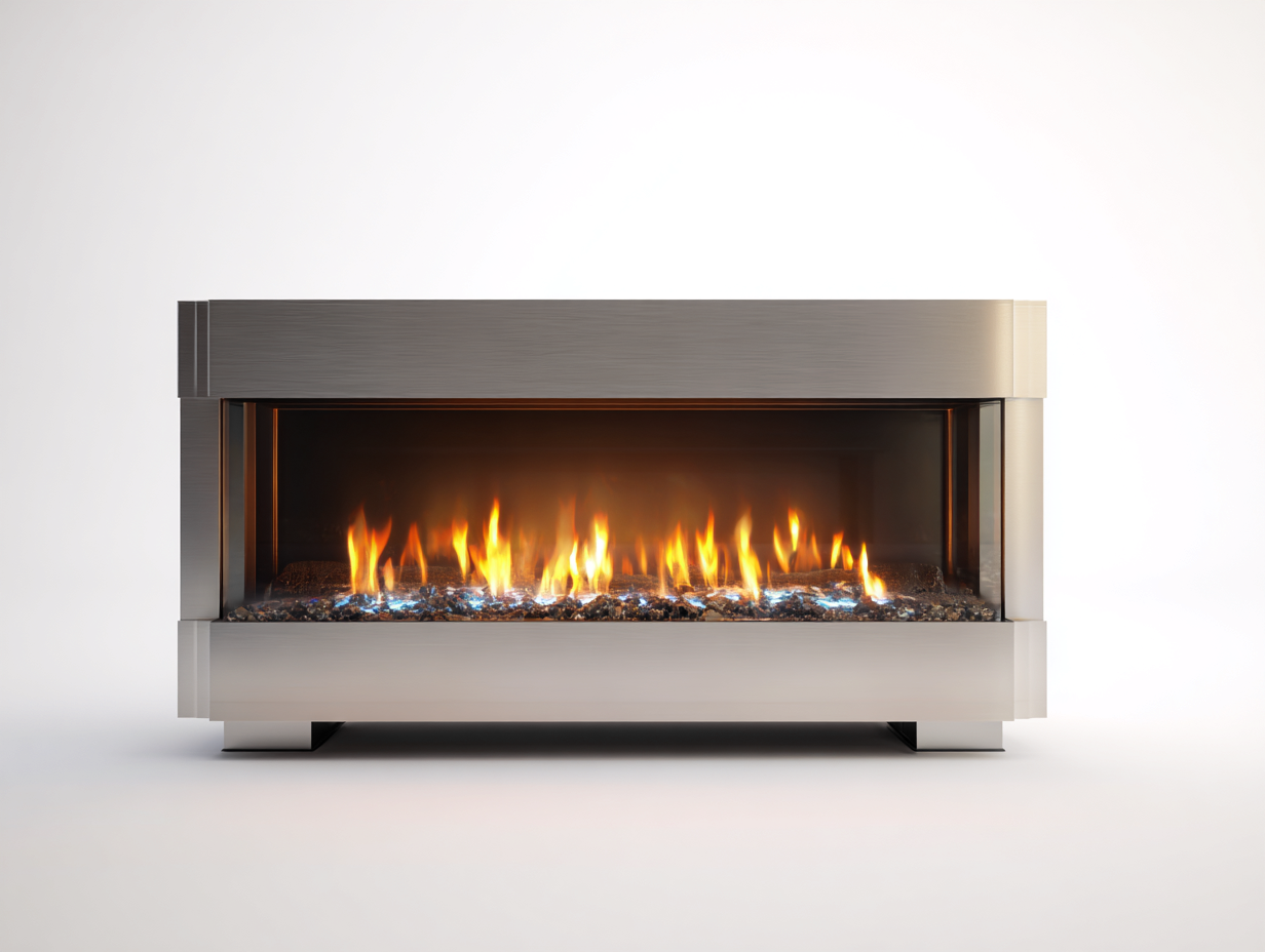 Caminetto elettrico in acciaio inox e vetro 95x28x72 cm - argento/trasparente - per soggiorno - design moderno-Dwellingon