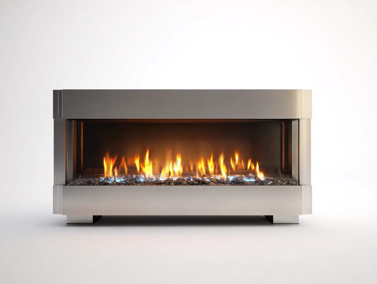 Caminetto elettrico in acciaio inox e vetro 95x28x72 cm - argento/trasparente - per soggiorno - design moderno-Dwellingon