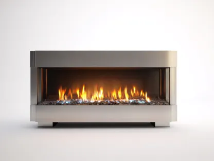 Caminetto elettrico in acciaio inox e vetro 95x28x72 cm - argento/trasparente - per soggiorno - design moderno-Dwellingon