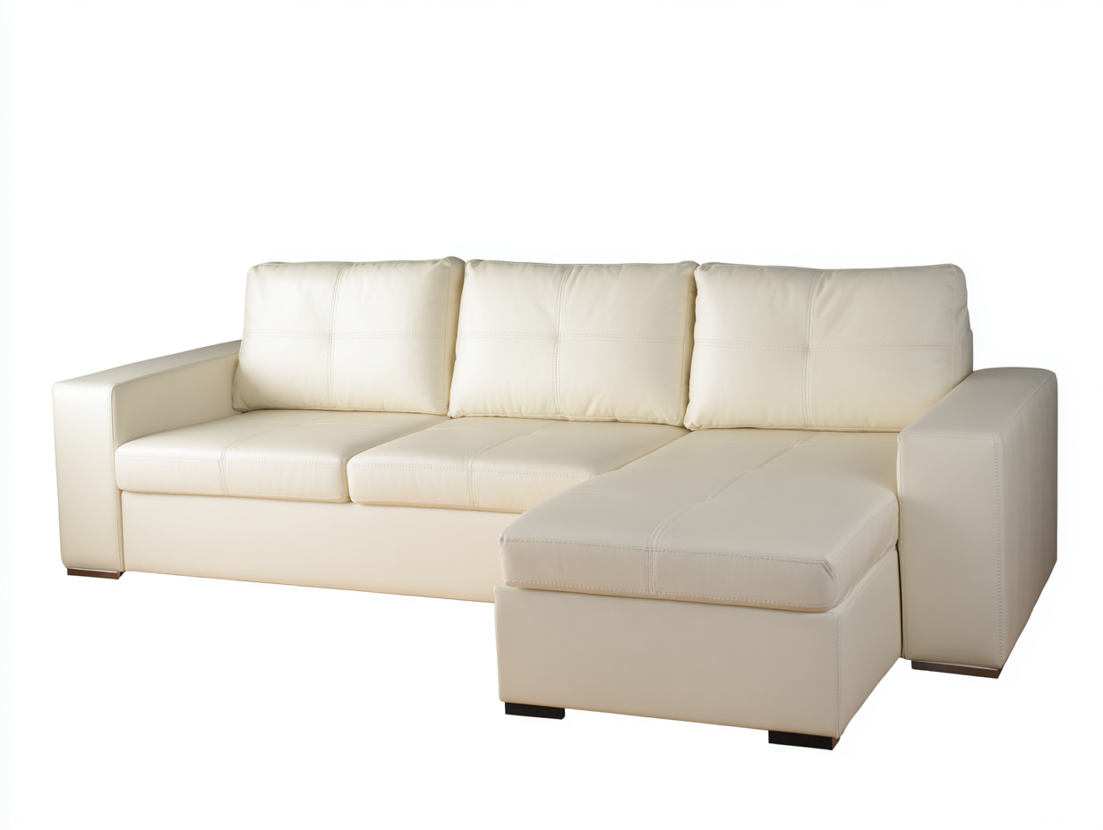 Divano angolare in pelle sintetica 275x165x85cm - crema - per soggiorno - design moderno-Dwellingon