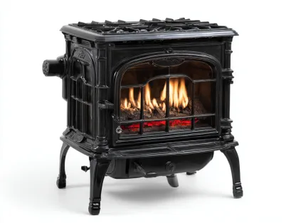 Caminetto elettrico in ghisa 60x45x75 cm - nero - per soggiorno - design classico-Dwellingon