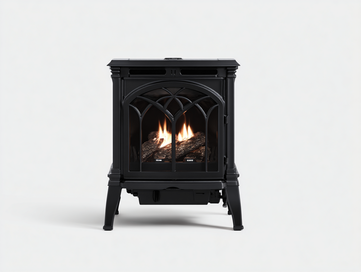 Caminetto elettrico in ghisa 52x38x68 cm - nero - per soggiorno - design classico-Dwellingon