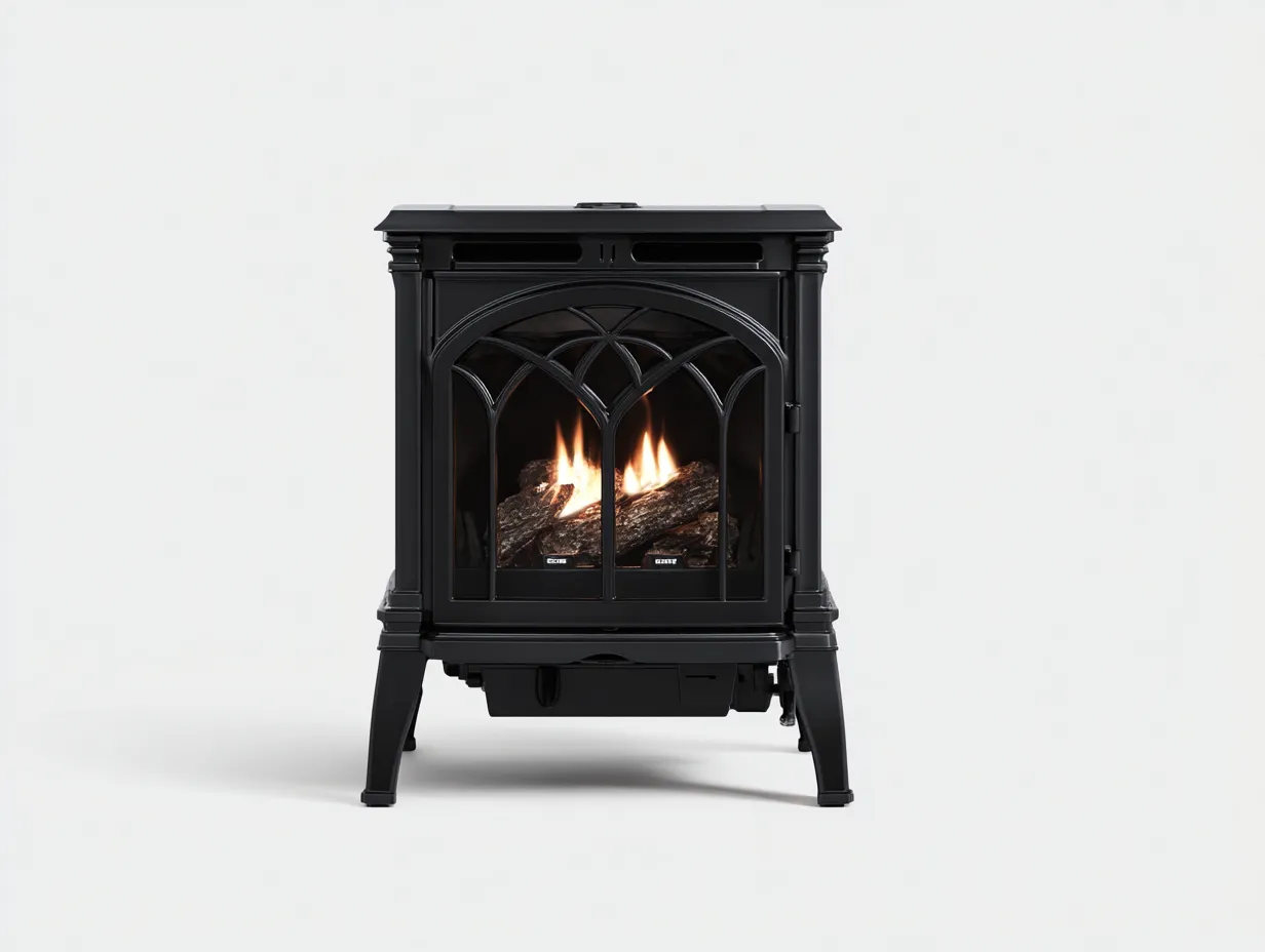 Caminetto elettrico in ghisa 52x38x68 cm - nero - per soggiorno - design classico-Dwellingon