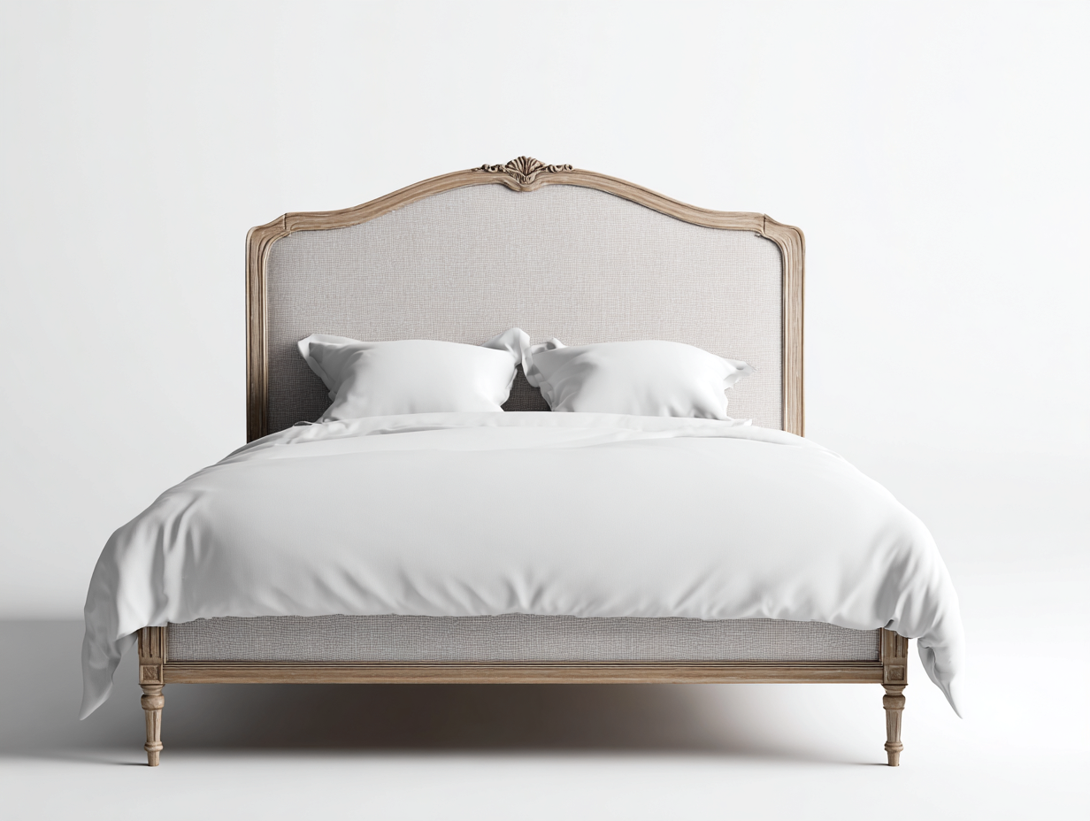 Letto matrimoniale 200x160x130 cm − rivestimento beige chiaro − per camera da letto − stile francese-Dwellingon