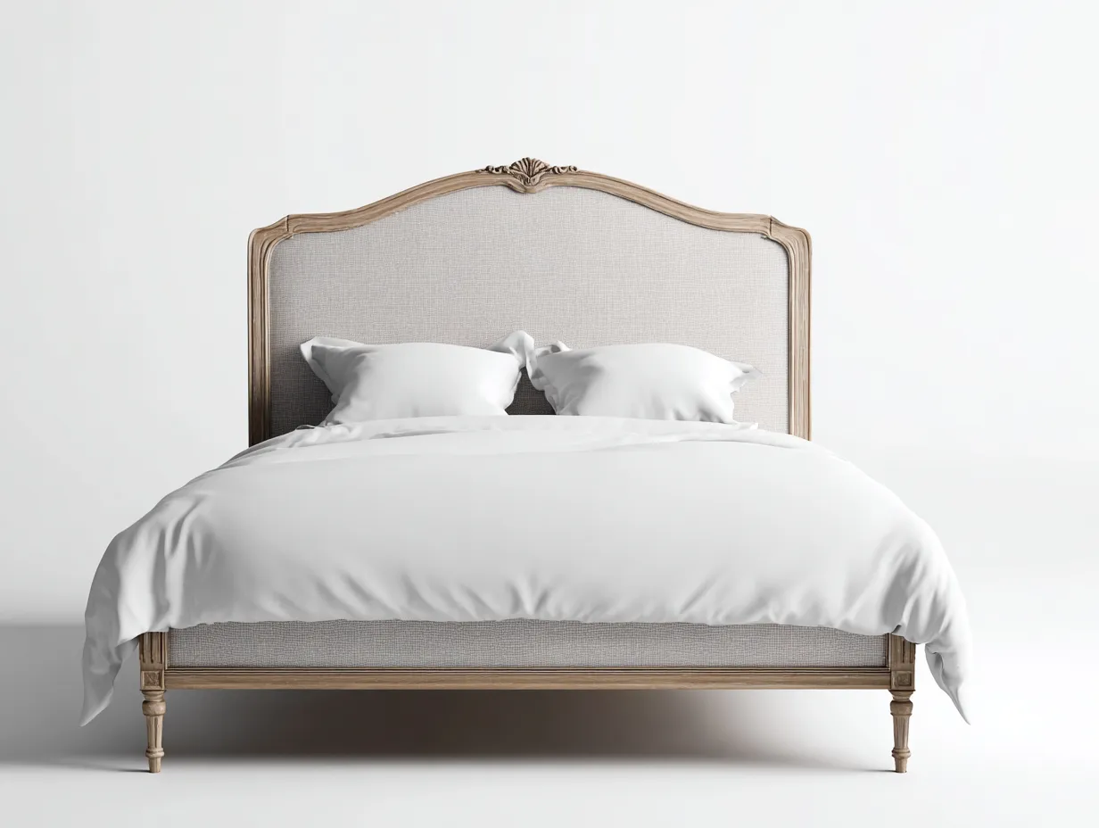 Letto matrimoniale 200x160x130 cm − rivestimento beige chiaro − per camera da letto − stile francese-Dwellingon