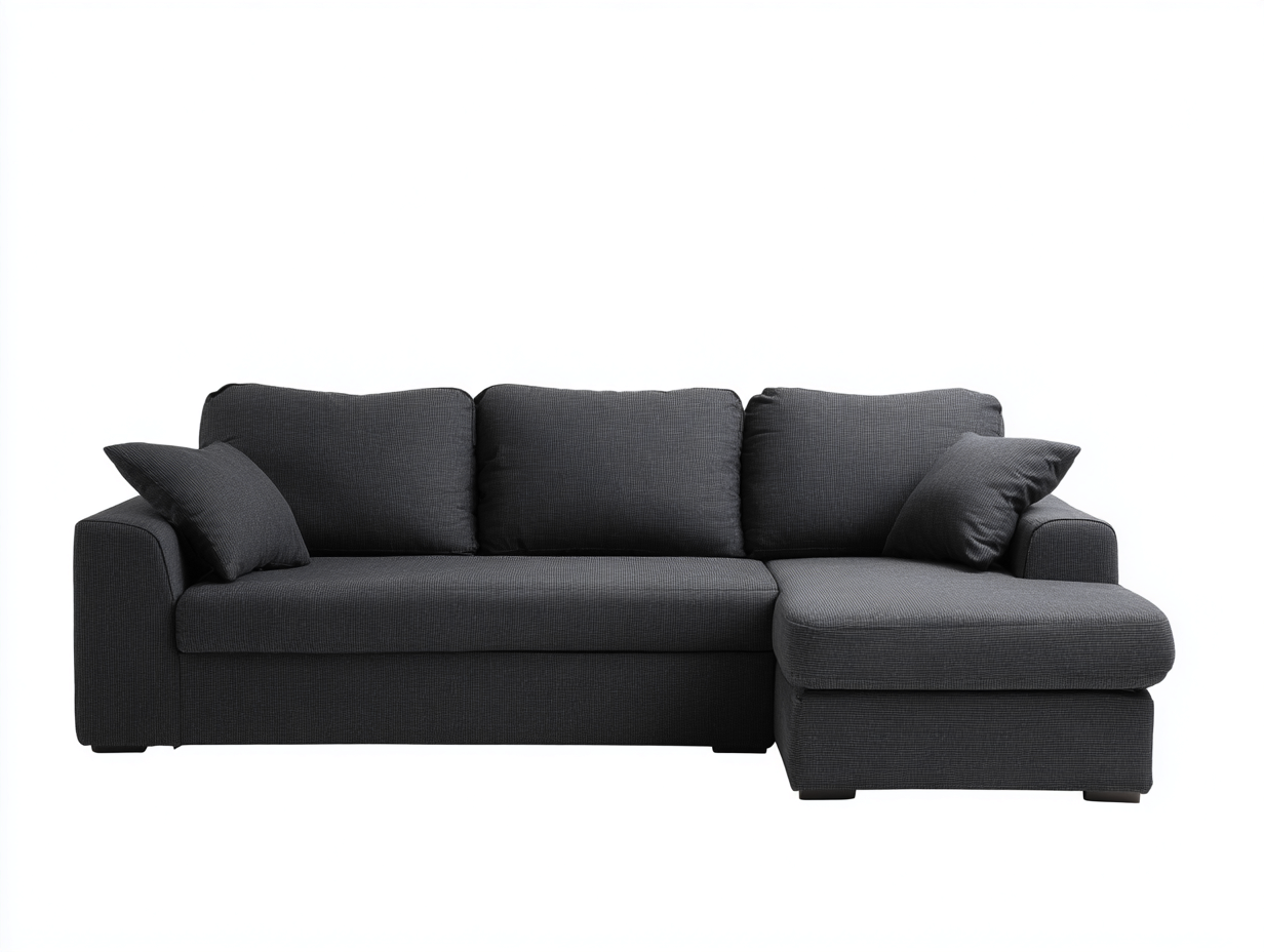 Divano angolare in tessuto 270x160x88cm - nero - per soggiorno - design moderno-Dwellingon