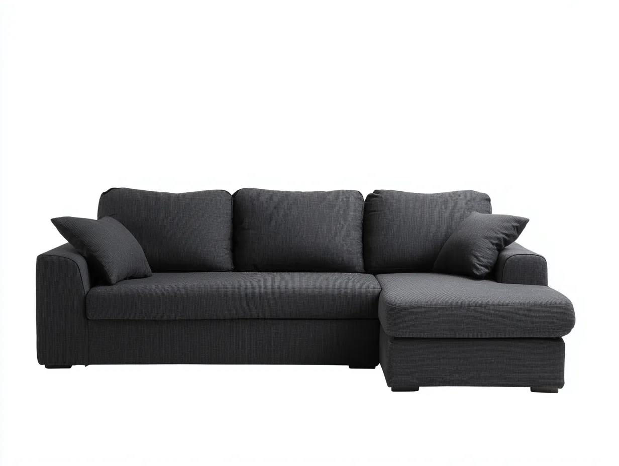 Divano angolare in tessuto 270x160x88cm - nero - per soggiorno - design moderno-Dwellingon