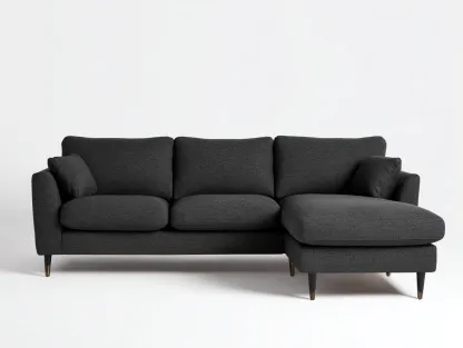 Divano angolare in tessuto 275x160x88cm - nero - per soggiorno - design moderno-Dwellingon