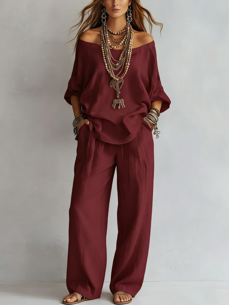 Casual Cozy Loose Linen Cotton Two-piece Set