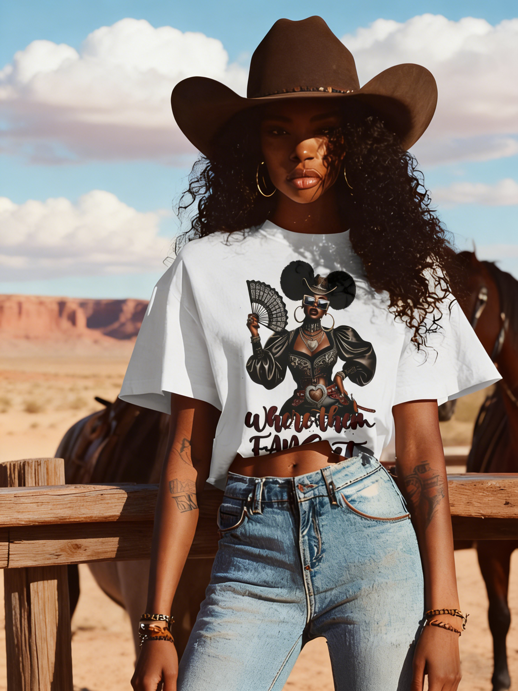 Women's Where Them Fans At Western Cowgirl Tee