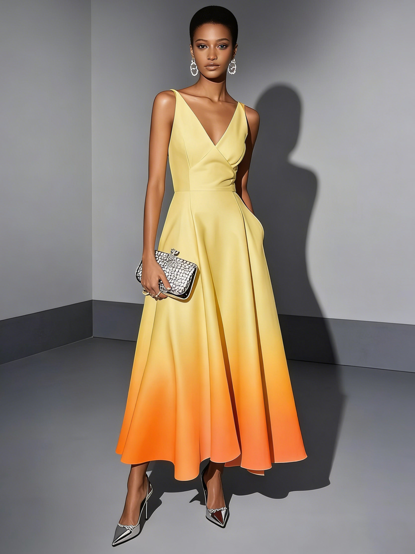 Women's Elegant Sleeveless V-Neck Dress