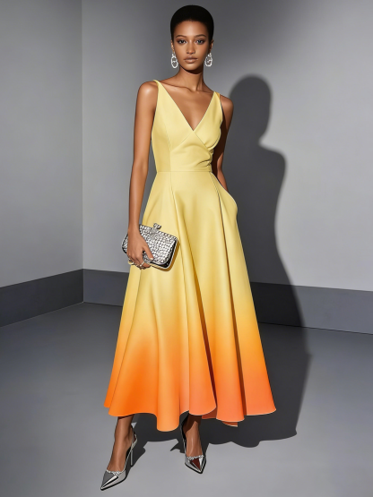 Women's Elegant Sleeveless V-Neck Dress