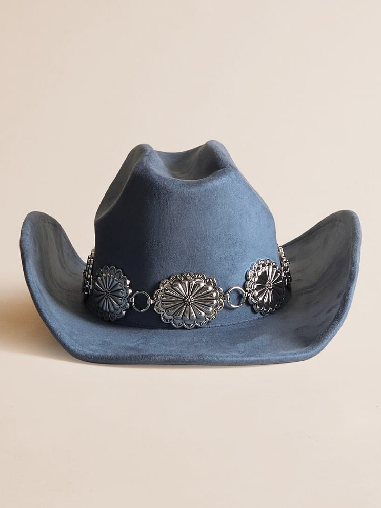 Dusty Blue Silver Concho Western Cowboy Hat