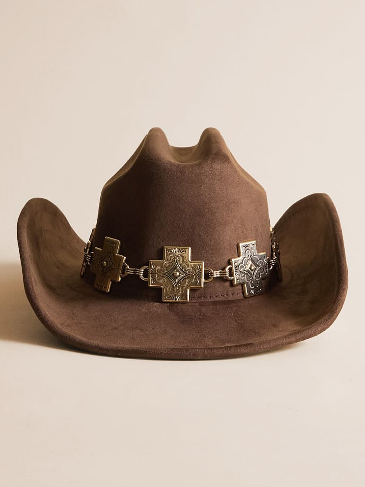 Brown Cross Concho Western Cowboy Hat