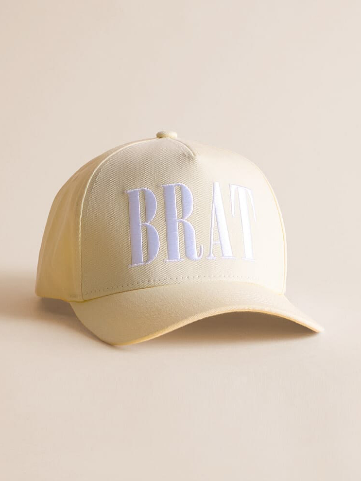 Pale Yellow "BRAT" Embroidered Baseball Cap