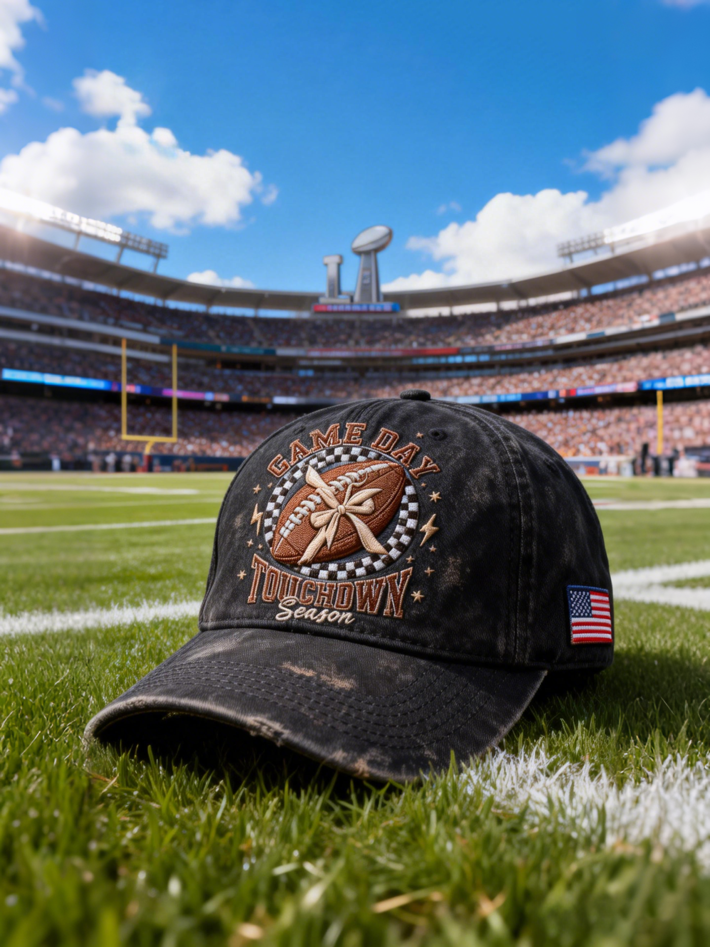 Black Gameday Touchdown Football Cap