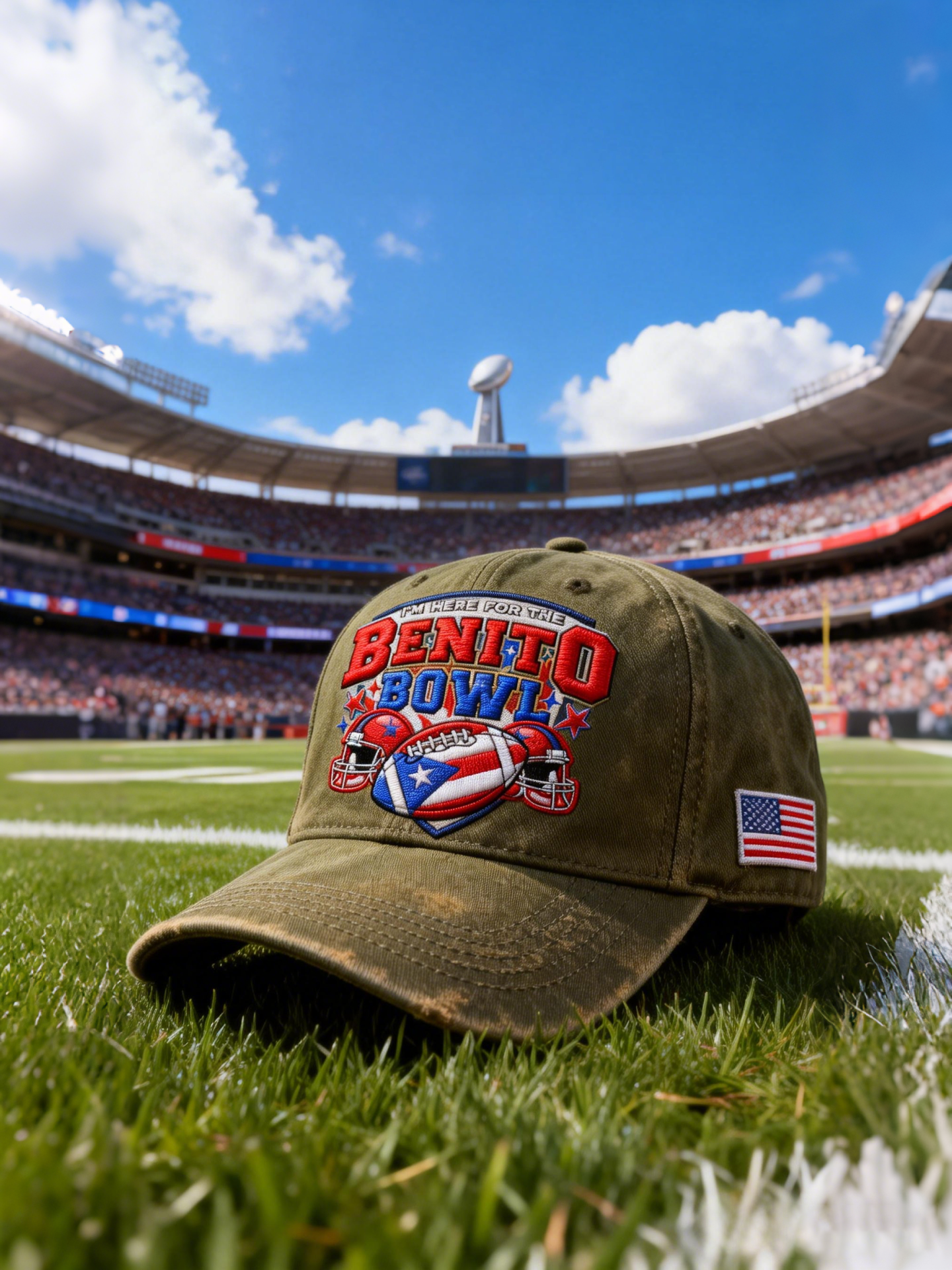 Olive Green Benito Bowl Football Cap