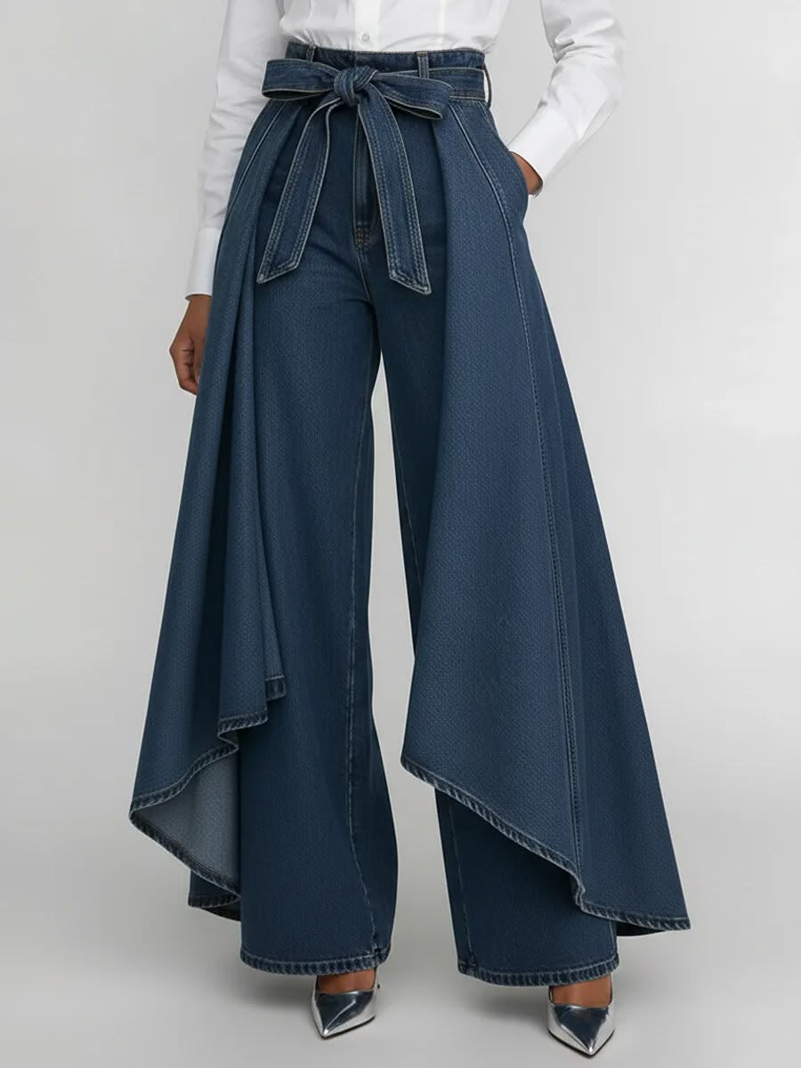 Women's Casual High-waist Wide-leg Denim Jeans