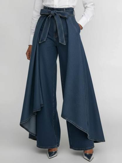 Women's Casual High-waist Wide-leg Denim Jeans