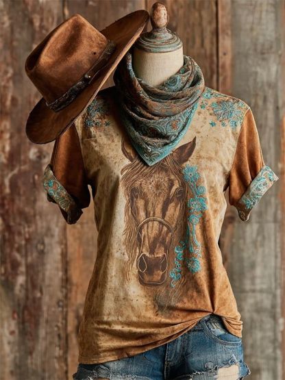 Women's Western Horse Head Graphic Tee