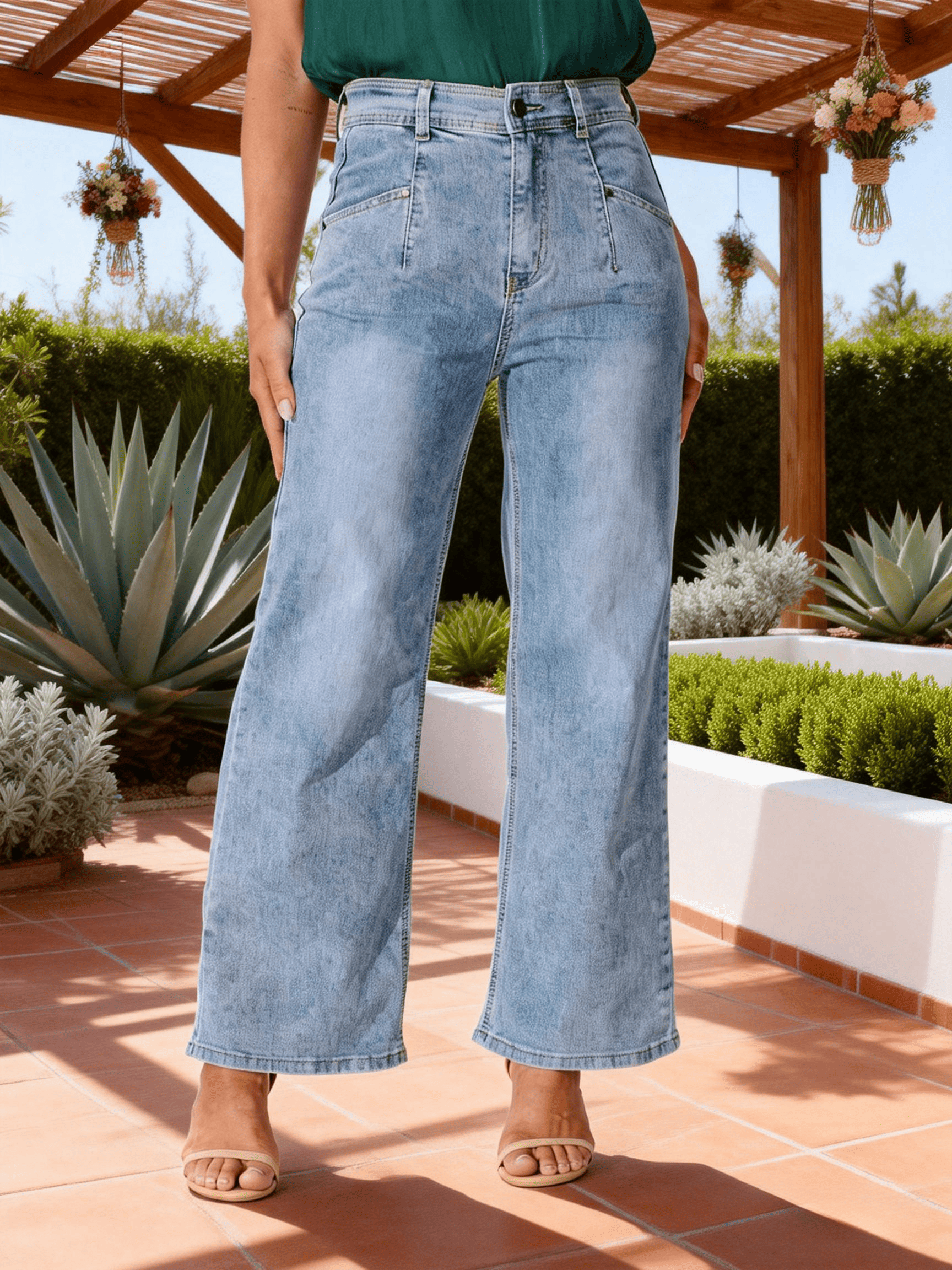 Women's Blue washed distressed jeans