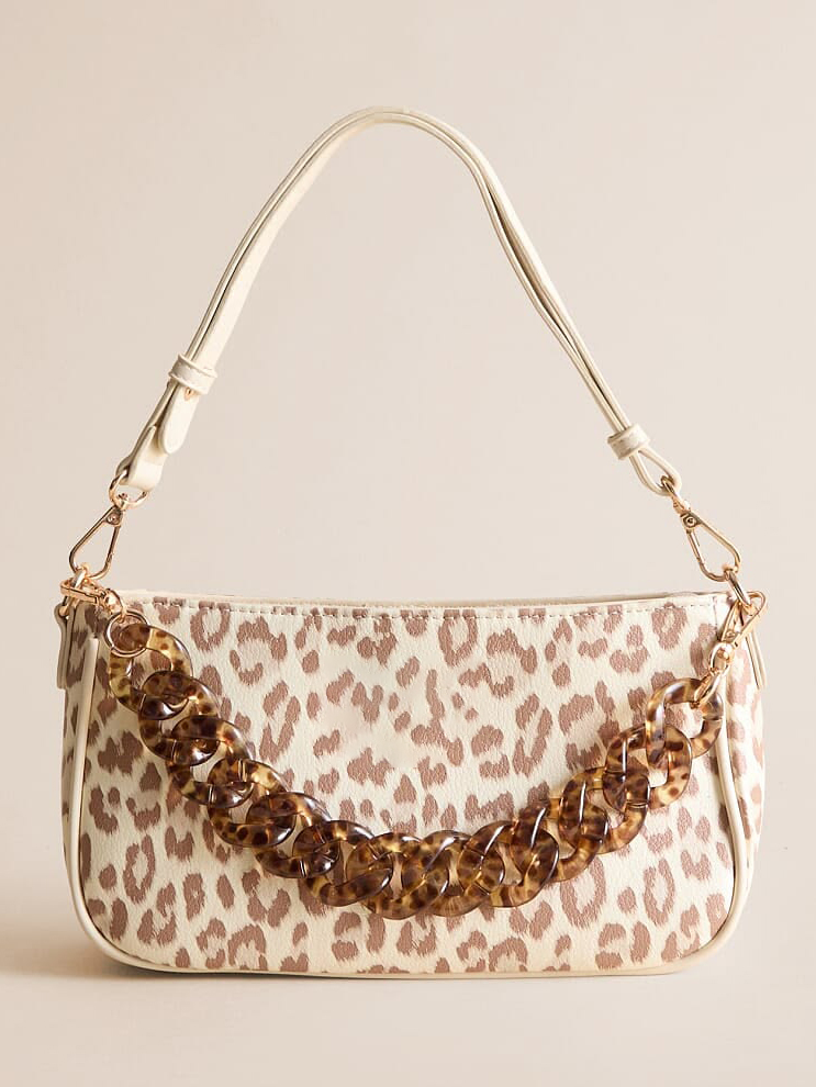 Leopard Print Tortoiseshell Chain Shoulder Bag