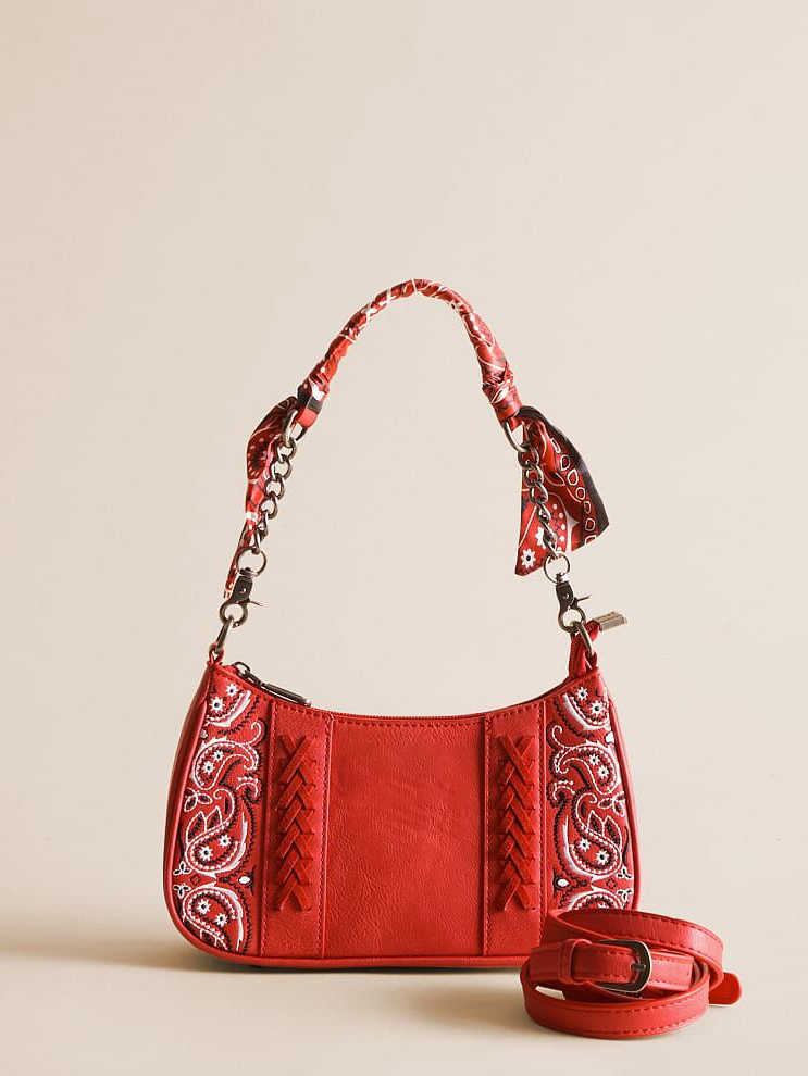 Red Paisley Bandana Decorated Shoulder Bag