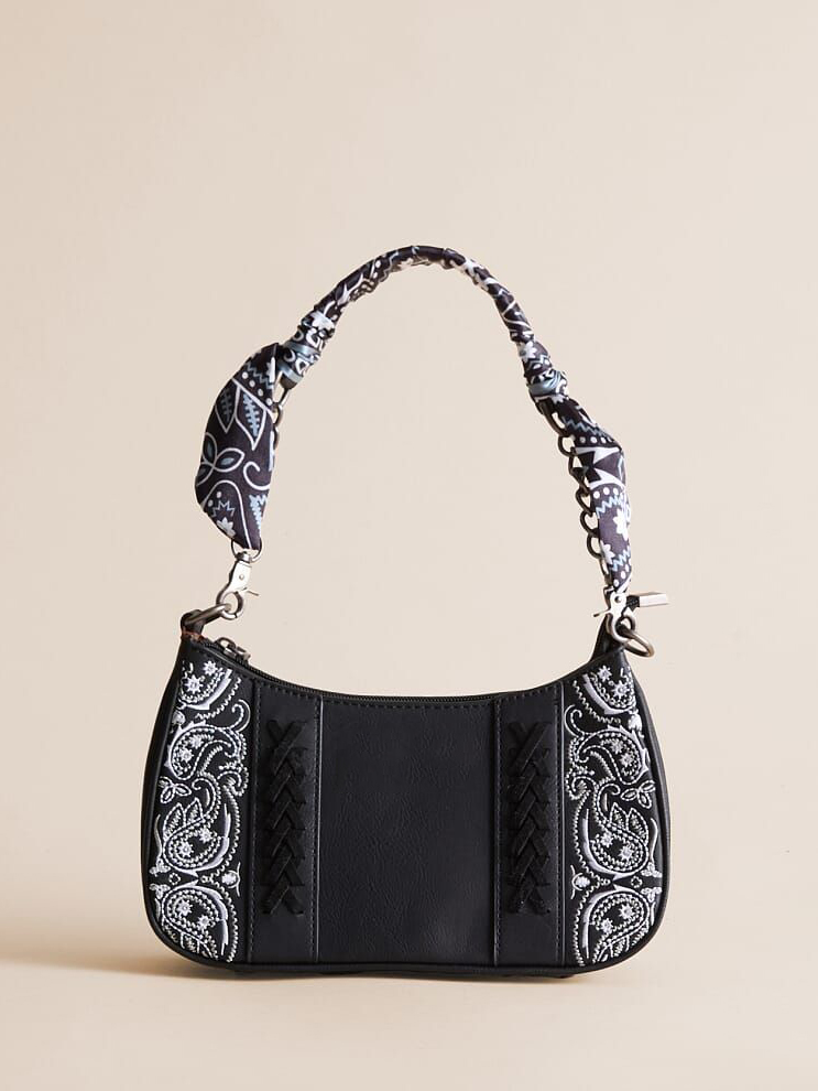 Black Paisley Bandana Decorated Shoulder Bag