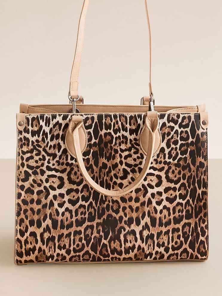 Full Leopard Print Patchwork Tote Bag