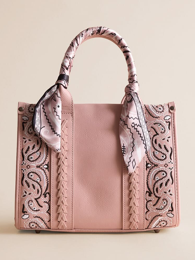 Pink Paisley Bandana Decorated Satchel Bag