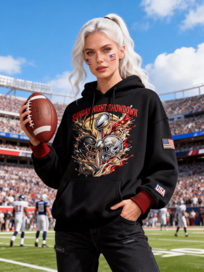 Women's Black Sunday Night Showdown Football Hoodie