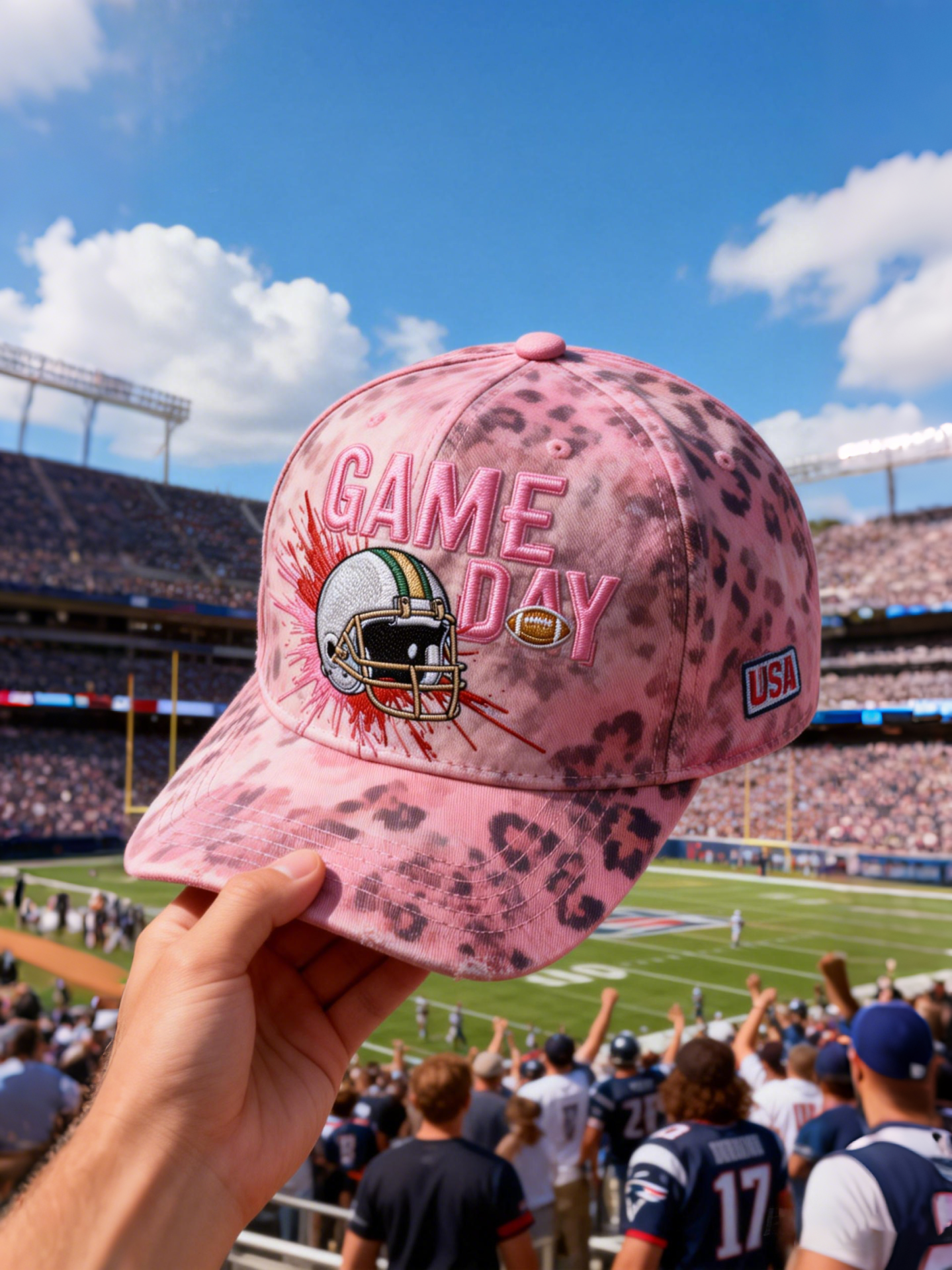 Pink Leopard Gameday Helmet Baseball Cap