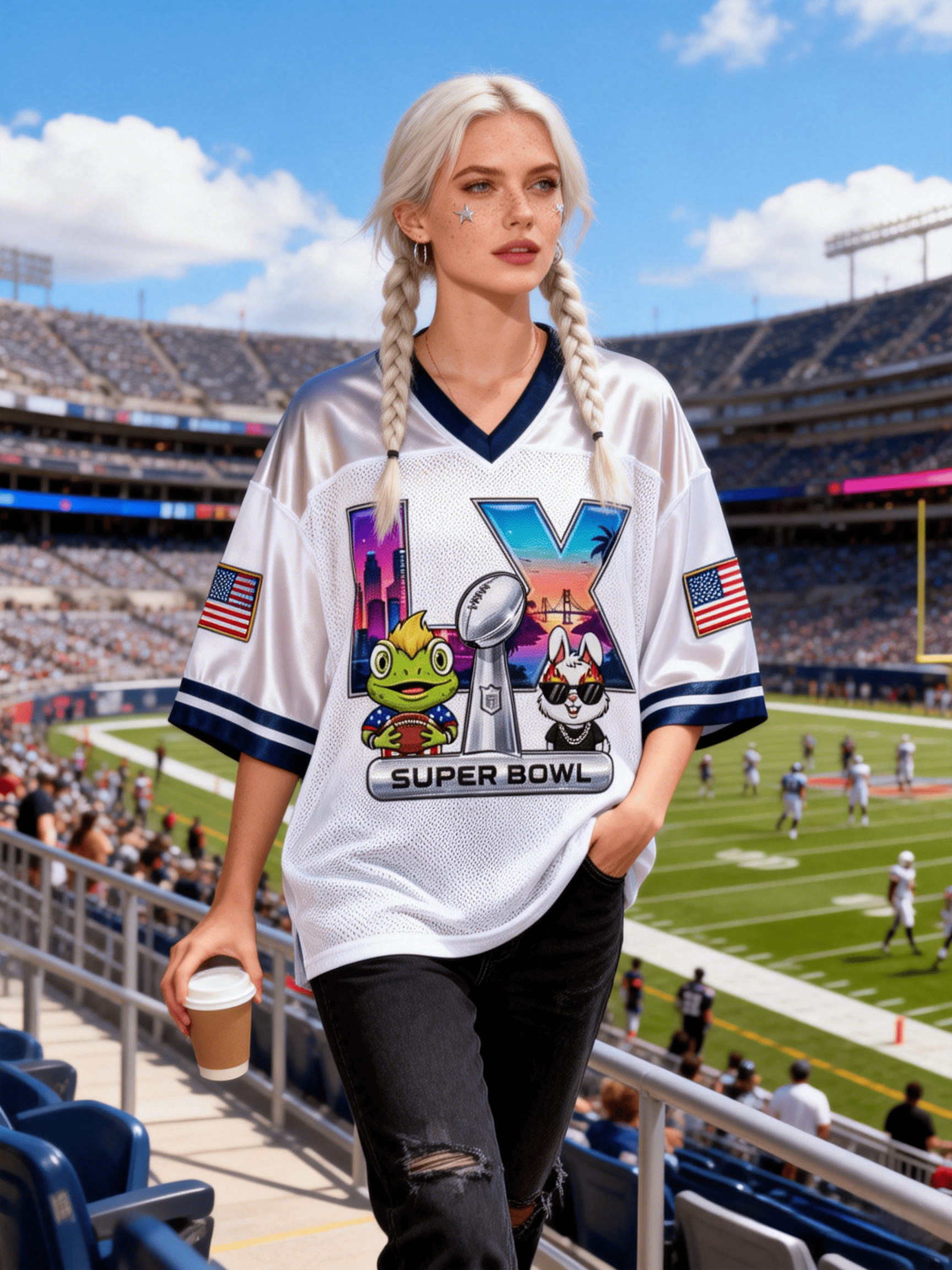Women's Super Bowl LX Cartoon Mascot Jersey