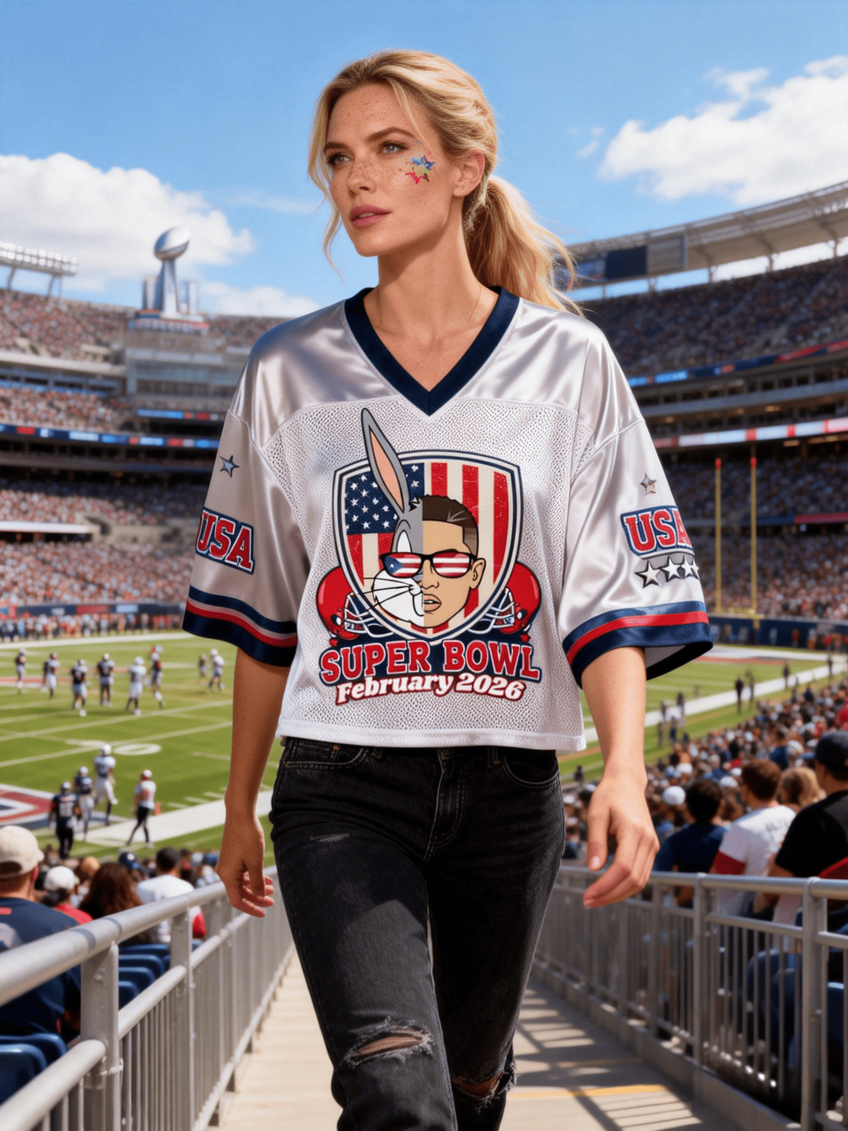 Women's 2026 Super Bowl Bugs Bunny Themed Jersey